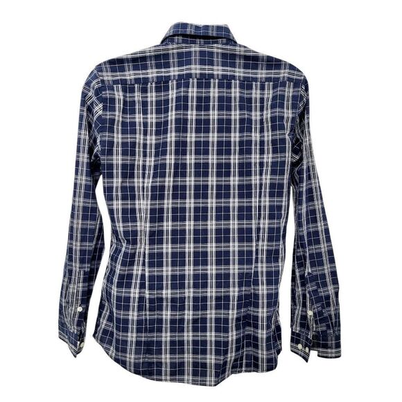 2/$20 H&M Navy Blue & White Plaid Pattern Buttons Down Shirt Slim Fit Size: M - Picture 12 of 12